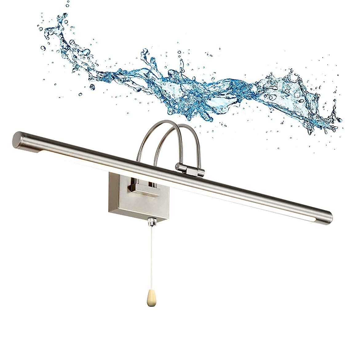 LED Spiegelleuchte für Badezimmer, dimmbare LED Beleuchtung für Bilder mit Zugschalter Energiesparende Frontlampe Wasserdichte LED Wandleuchte, 5W/35