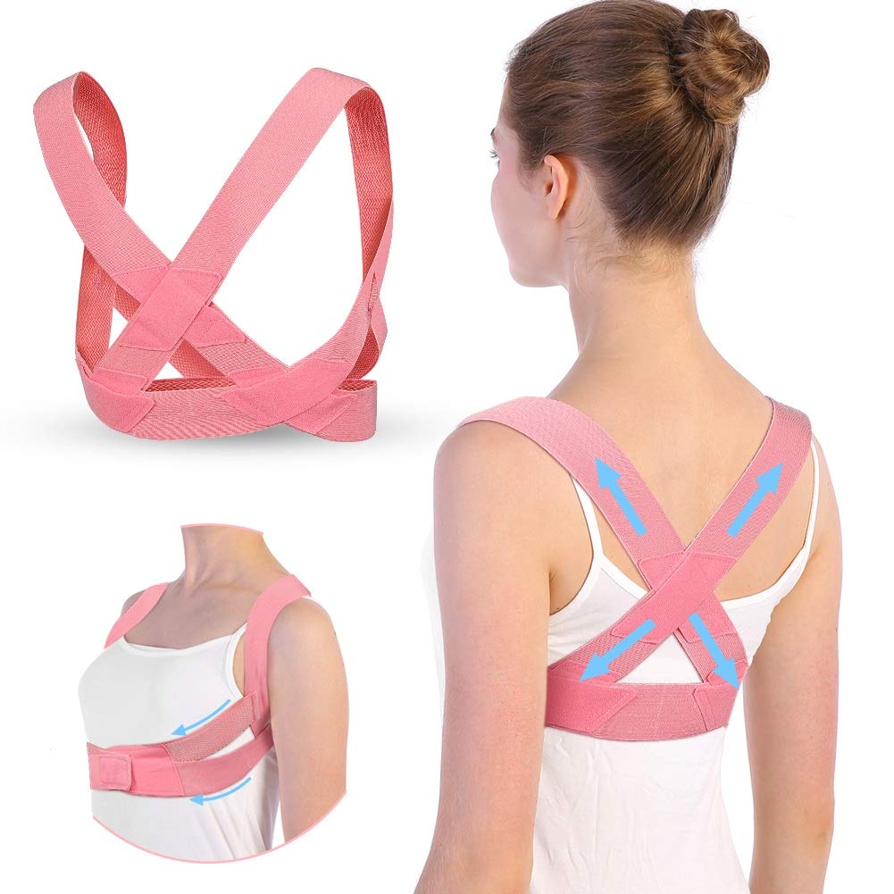 Wchiuoe Posture Corrector for Women, Adjustable Upper Back Brace, Providing Pain Relief from Neck Back Shoulder, Comfortable Back Posture Strap Pink Large pink