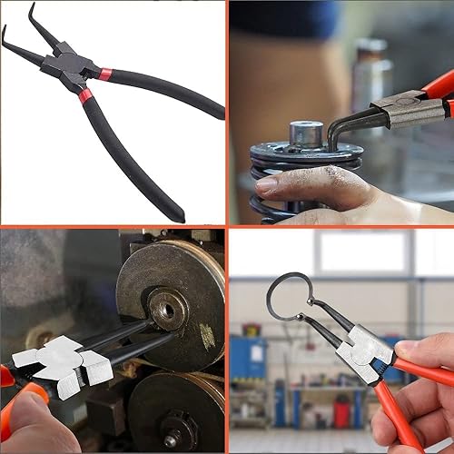 Miniatura 5 de Utoolmart Alicates de anillo de presión internos alicates de anillo de retención en ángulo de nariz doblada de 9 pulgadas 1 unidad