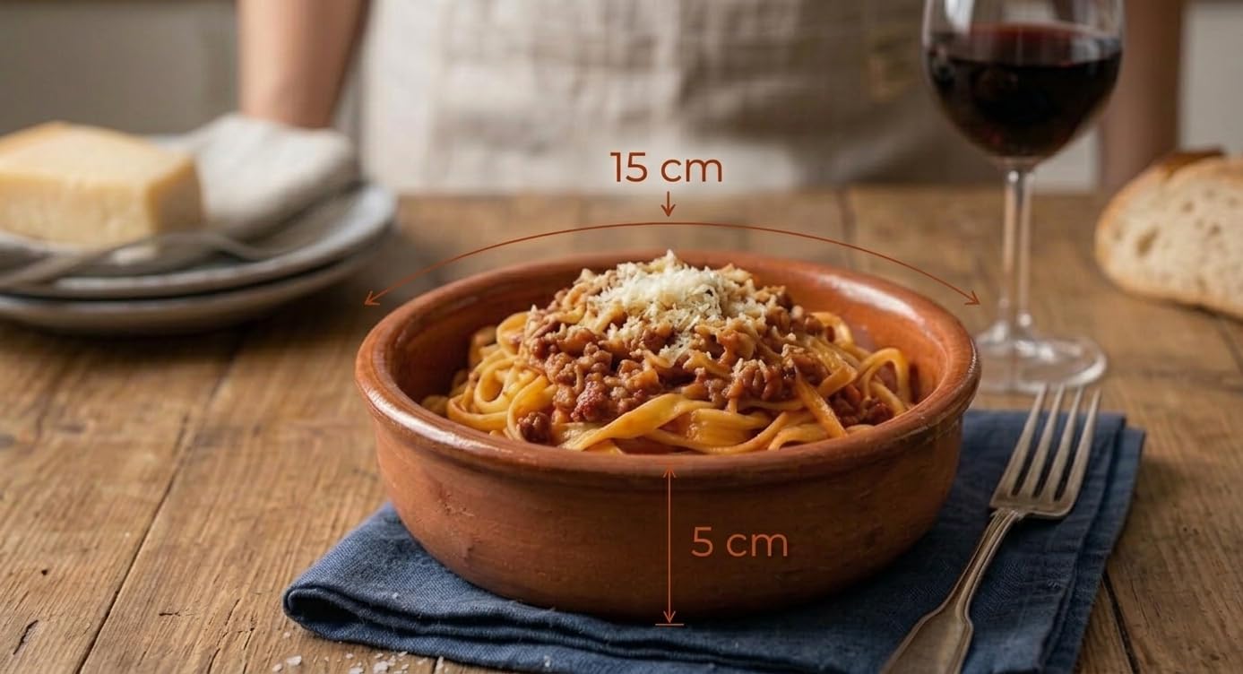 DETERMONDO 6 Tegamini in Terracotta da Forno 15 cm Cocotte Monoporzione Artigianali Ciotole in Coccio per Lasagne Fusilli e Zuppe, Terrine Ideali per Forno e Tavola Made in Italy