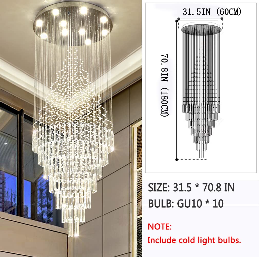 Kryształowy żyrandol Raindrop – lampa wisząca GU10 w kolorze chromu, luksusowa lampa wisząca do jadalni i salonu