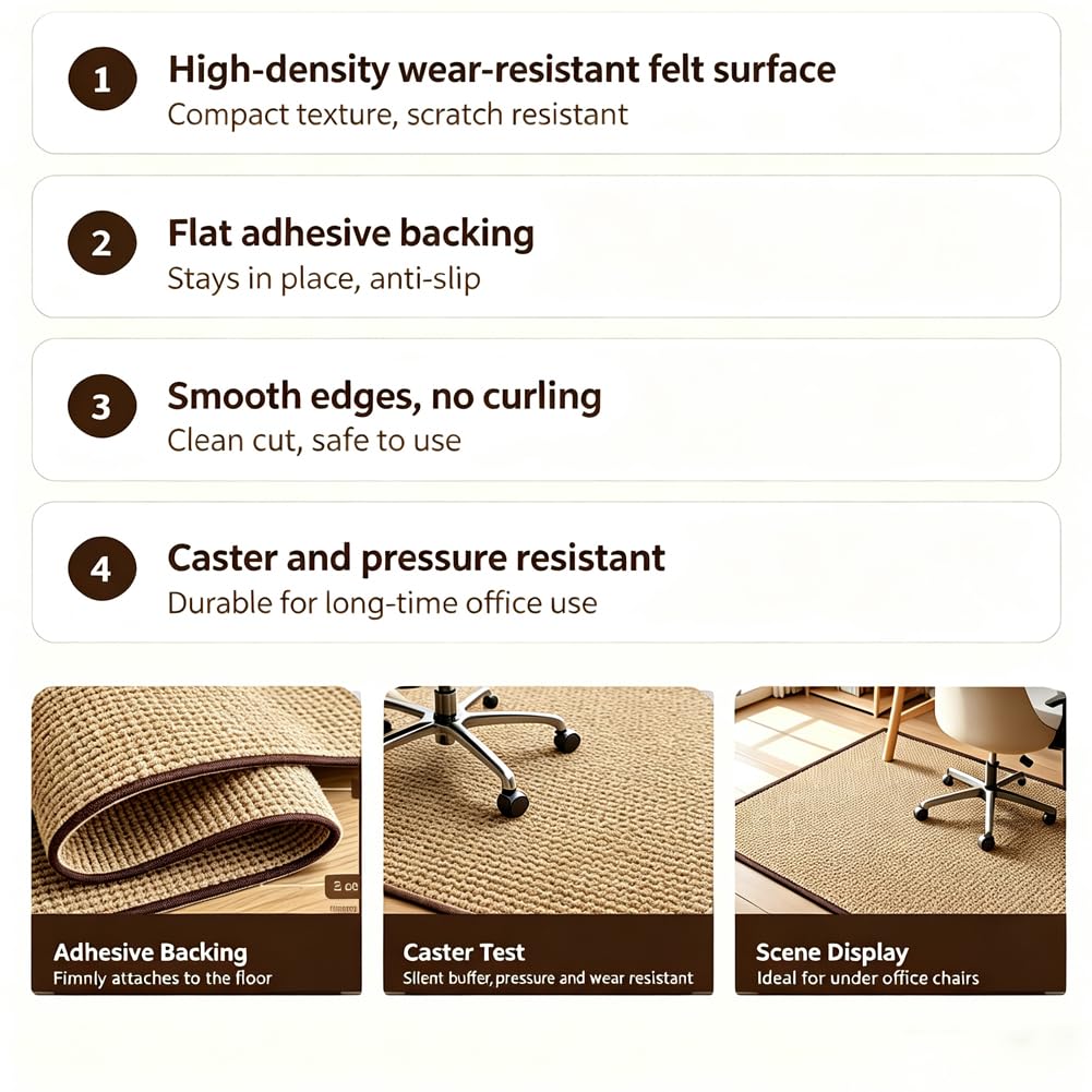 Tapis de chaise de bureau pour tapis, tapis de protection de sol en caoutchouc, tapis de chaise de bureau d'ordinateur, 140 x 200 cm, tapis de sol facile à glisser pour les jeux, la maison
