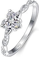 Yaresul 1.25ct Heart Promise Ring 925 Sterling Silver CZ Heart Cut Women's Engagement Ring Sizes 5-10