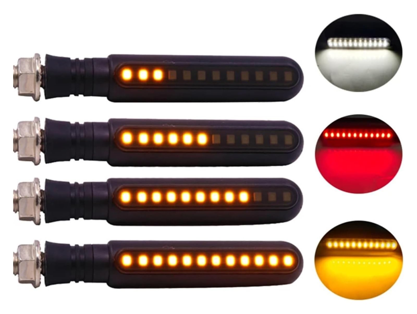 Indicatore di direzione Moto 12V 10mm Indicatore di Direzione per Motocicletta Indicatori Segnale Stop Luci Lampeggianti La Marcia Diurna(2 Red 2 White)