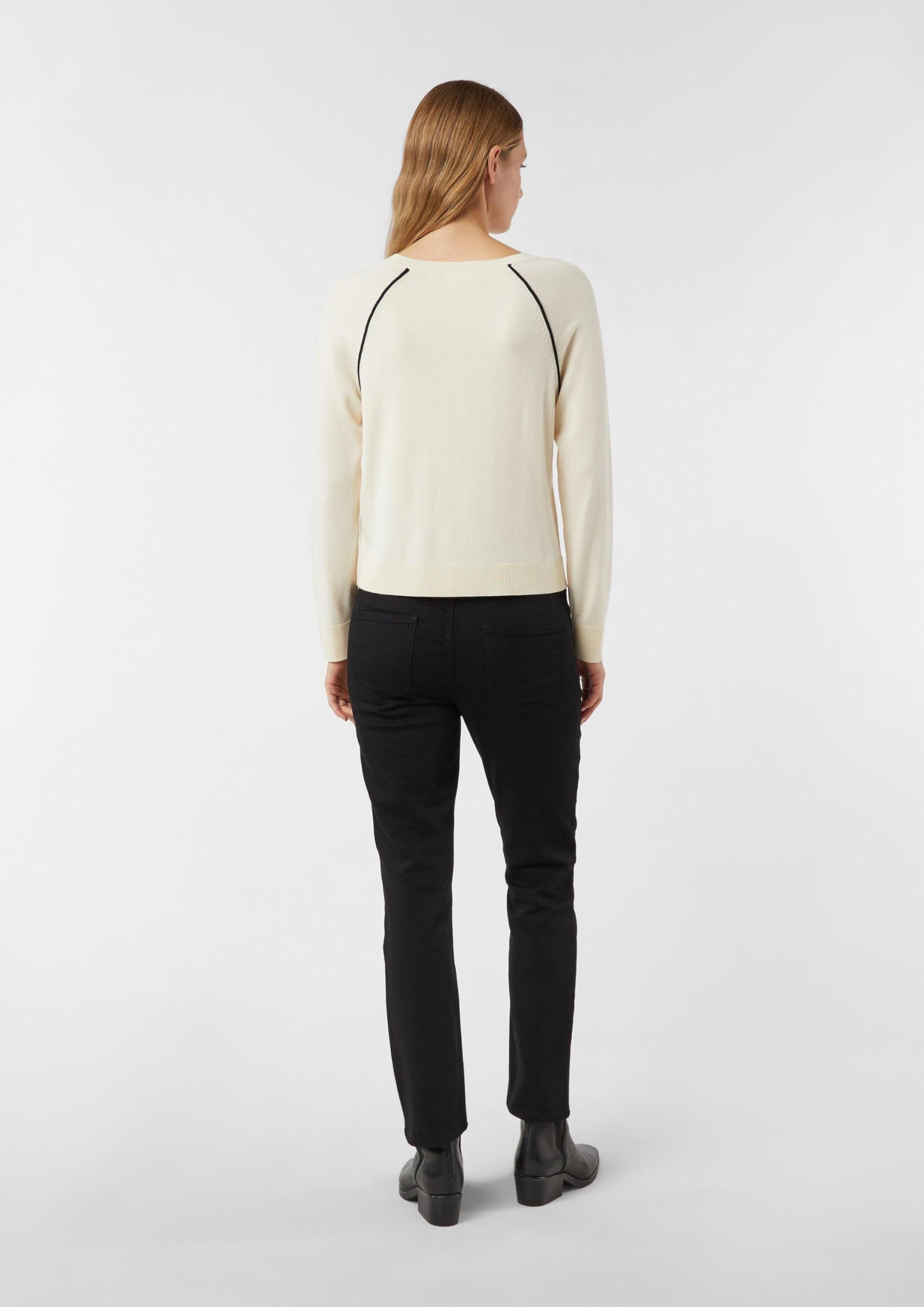 Comma Feinstrickpullover aus Viskosemix mit Kontrastreifen