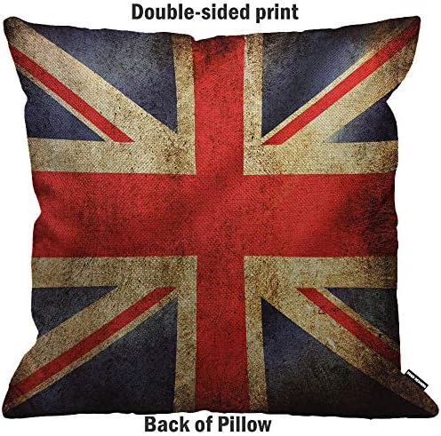 HGOD DESIGNS Cushion Cover UK Flag Vintage United Kingdom Flag Throw Pillow Cover Home Decorative for Men/Women/Boys/Girls living room Bedroom Sofa Chair 18X18 Inch Pillowcase