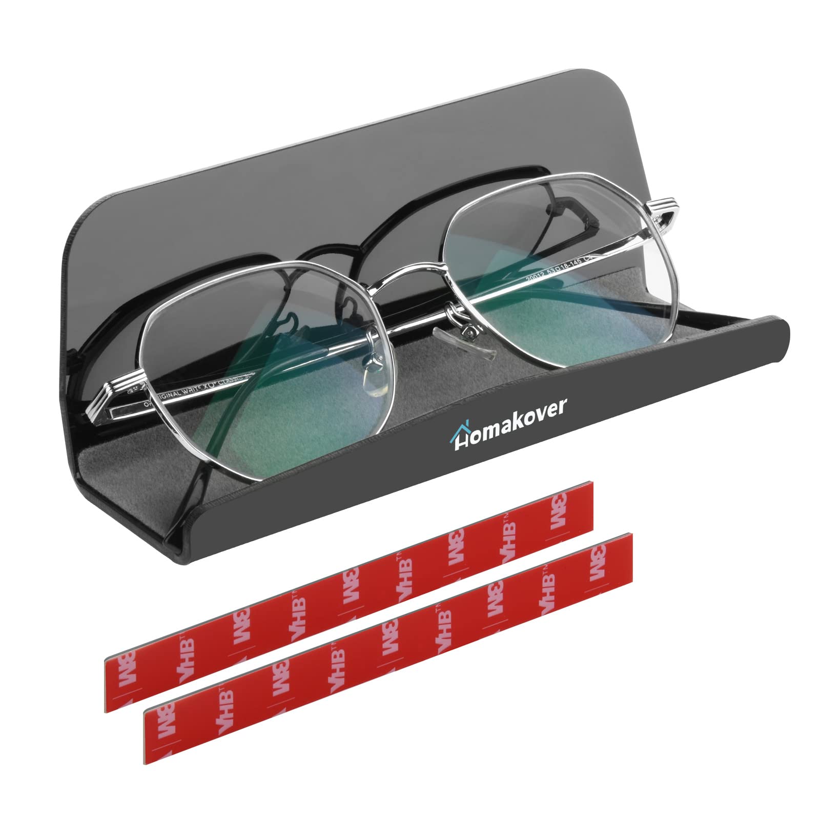 Bluecell Acrylic Home Office Wall-Mounted Glasses Holder Sunglasses Wall Shelves with Adhesive Tape (Black, Glasses Holder)