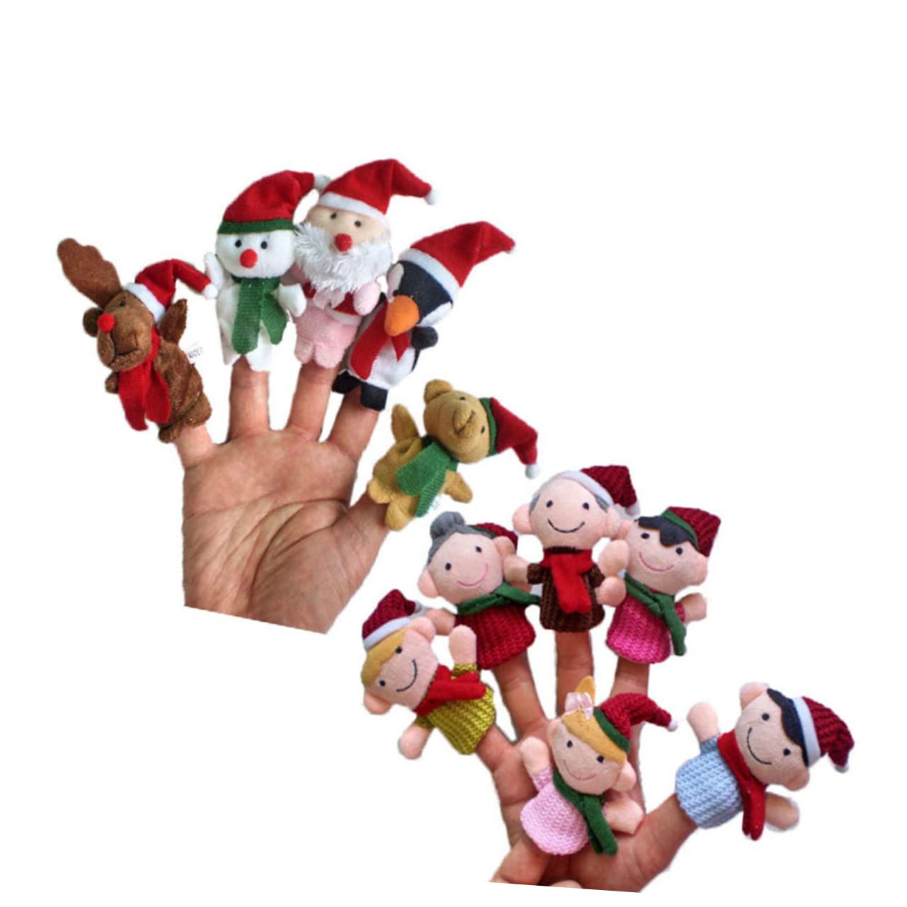 TOYANDONA Pz Bambola Da Dito Cartoni Animati Bambola Da Dito Per Bambini Bambola Da Dito Di Natale Marionette Da Dito Per Bambini Giocattoli Di Babbo Natale Animale Calzini Natalizi