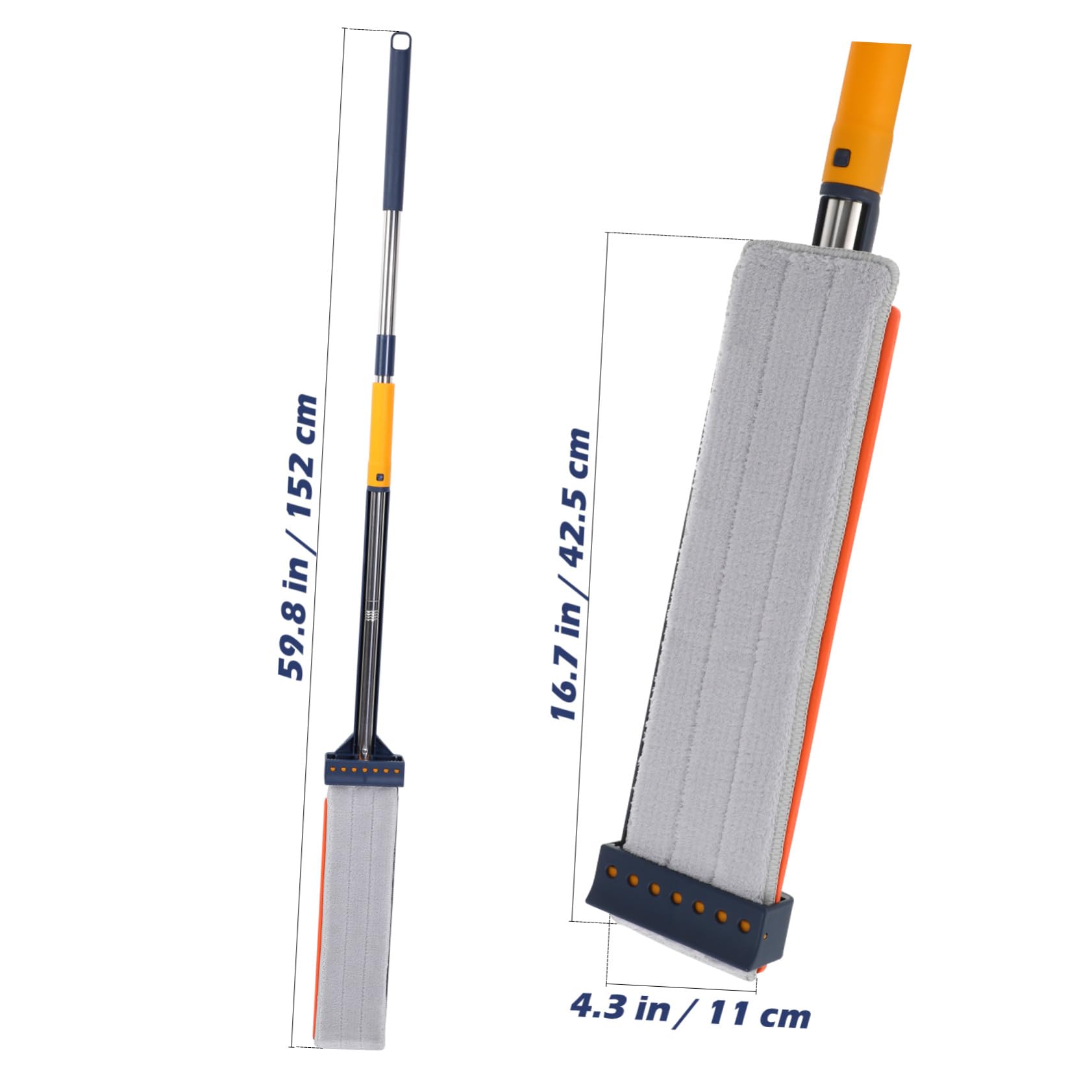 Trapeador de Piso Plano Grande 1 Unidad 6 Paños Microfibra sin Lavado Rotación 360° Limpieza Profunda Hogar Fregona Azul