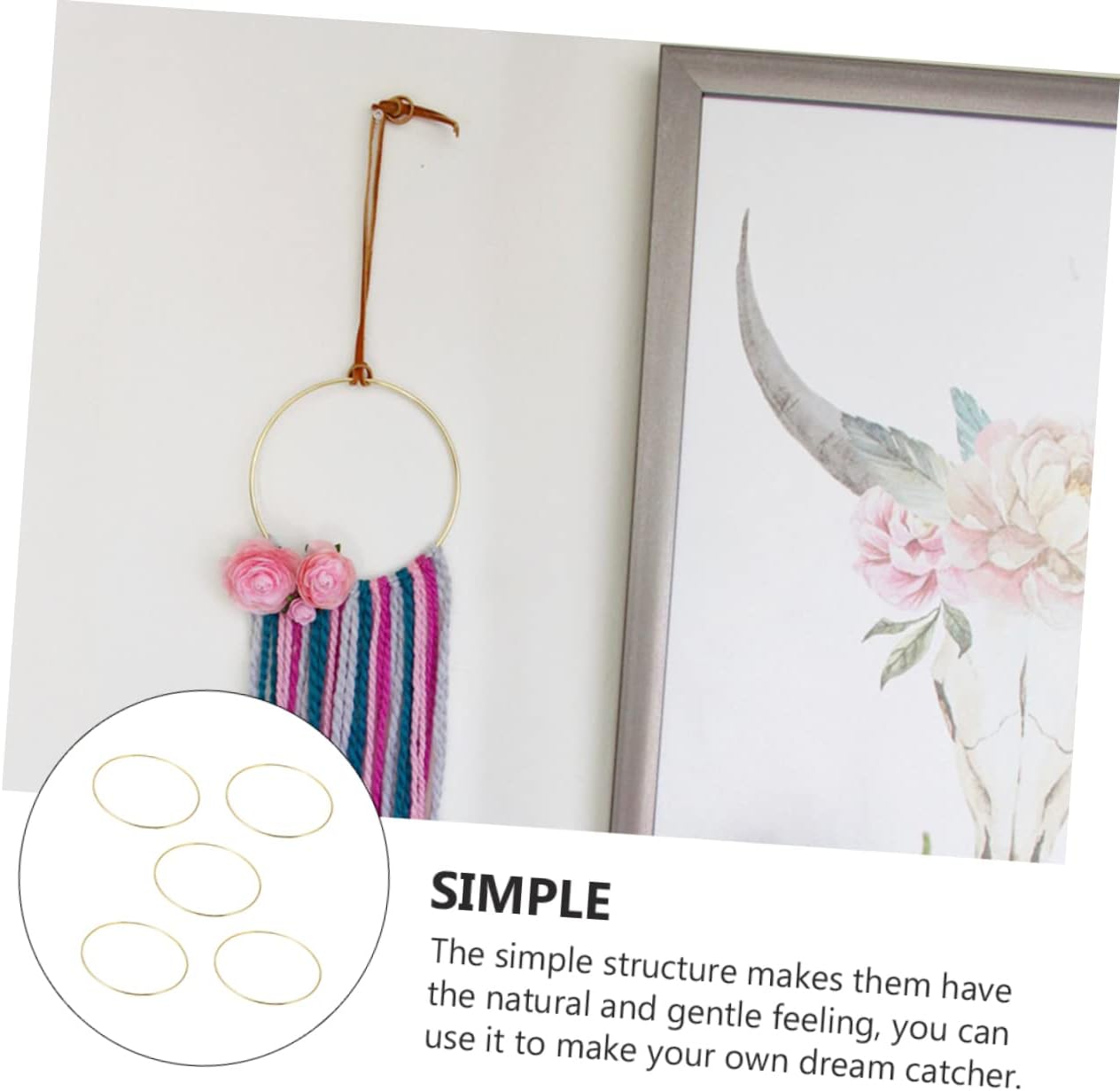 DECHOUS 5pcs Iron Ring Dream Catcher Circles Simple Accessories for Dream Catcher DIY Traditional Shape Artistic Wire