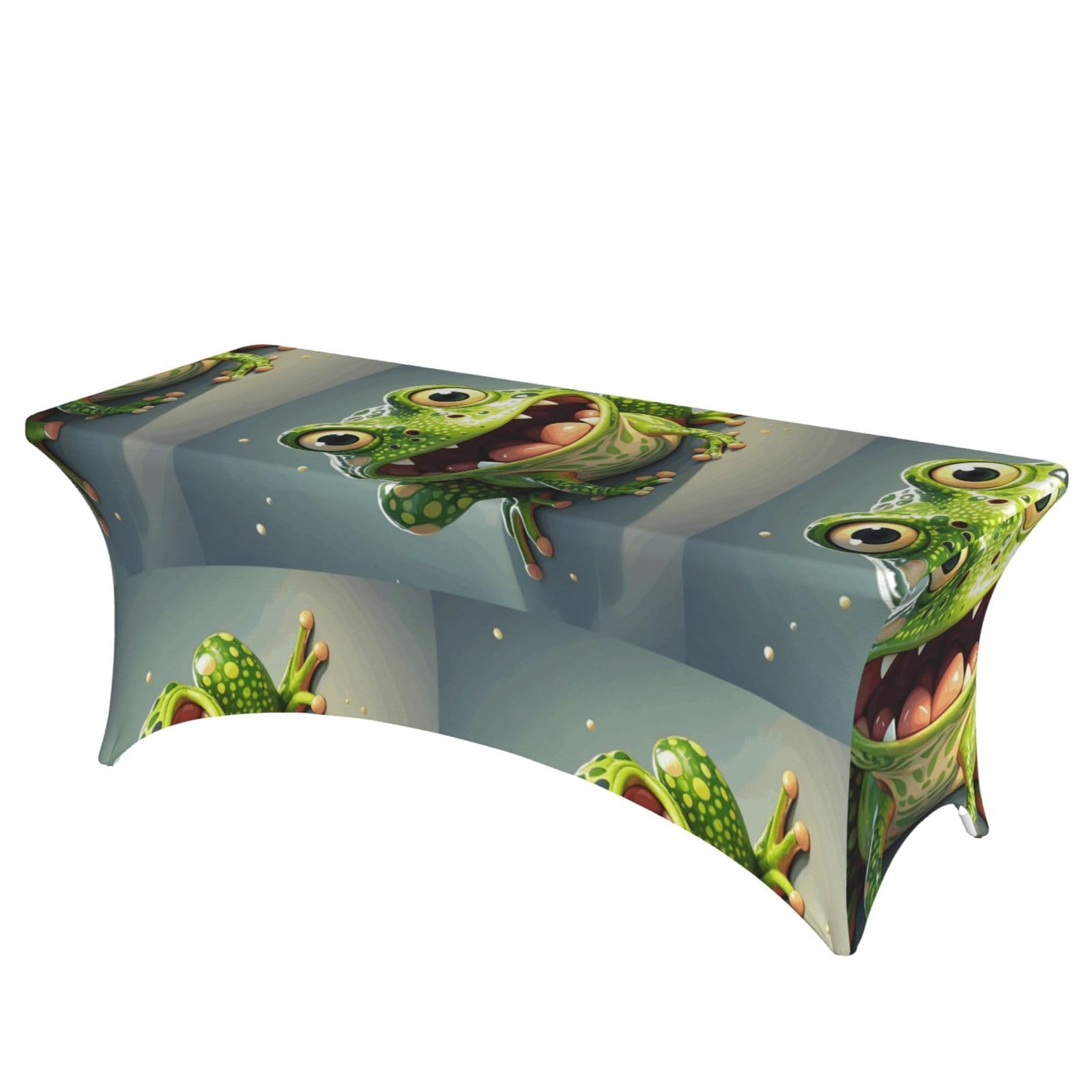 LMNGH Frog with Mouth Open Decorative Tablecloth Protector for Wedding, Banquet & Parties6FT Spandex Rectangle Tablecloths, Stretch Washable Table Cloth Wrinkle Free Patio Table Cover