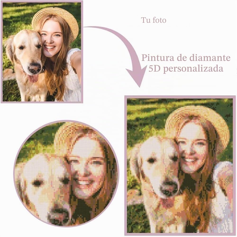 5D Diamond Painting Personalizado Kit Completo, Dibujos Con Cuadro Diamantes Fotos Personalizado ( Diamante Redondo , 60*80CM )