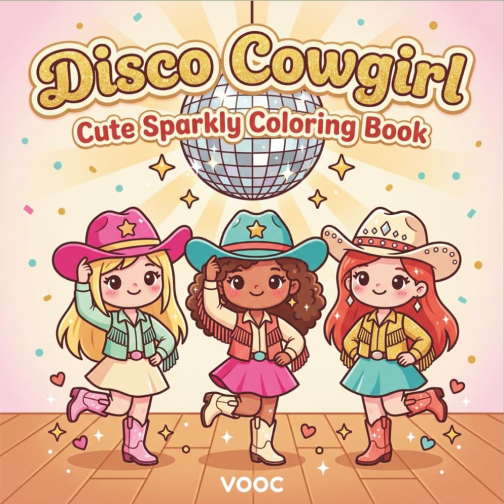 Disco Cowgirl: Cute Sparkly Coloring Book with Adorable Chibi Cowgirls in Rodeo and Retro Western Scenes for Adults Teens (Bold Voices Collection)