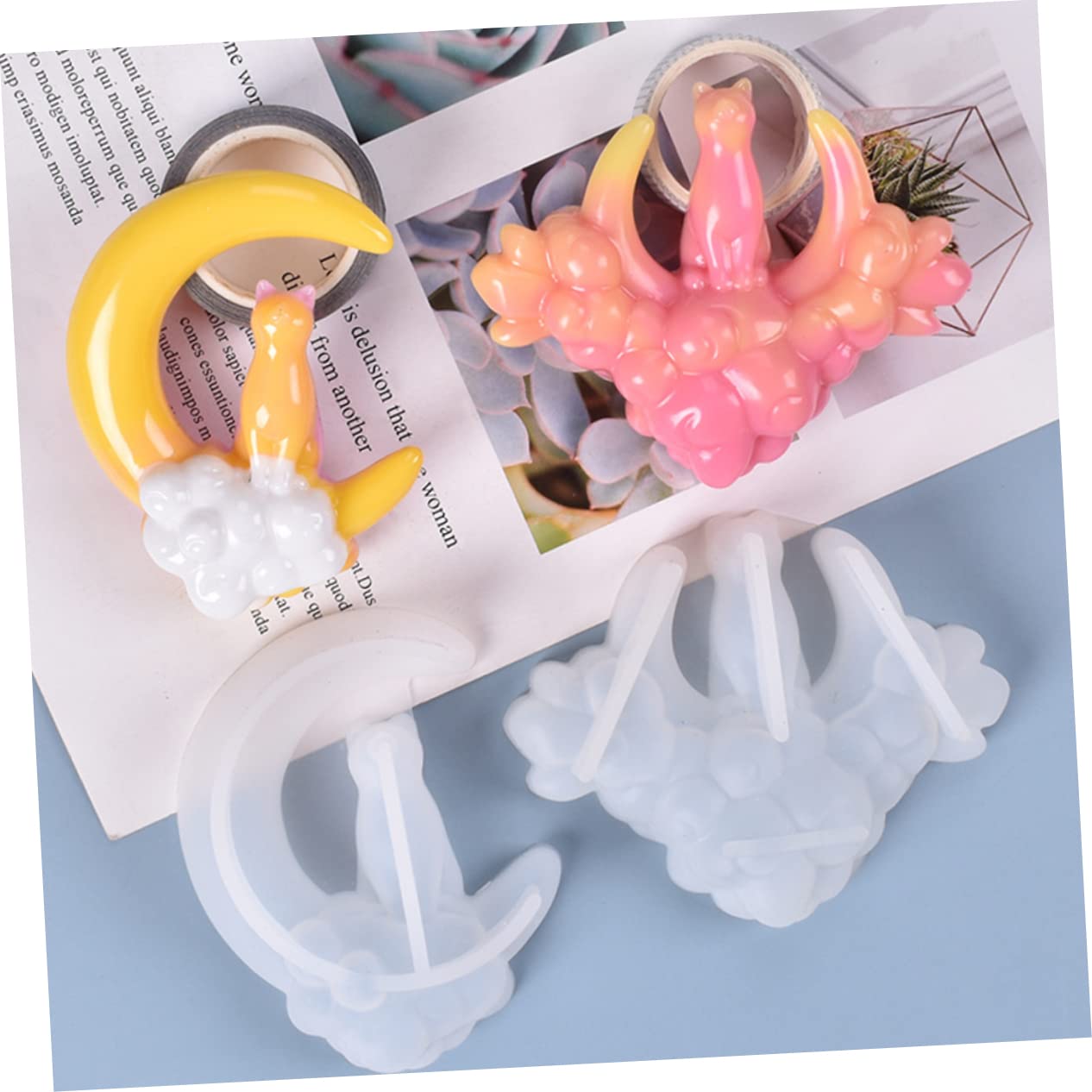 OSALADI 3 Series Molde De Epoxi Redondo Para Jabón Kits De Fundición A Mano Moldes Para Galletas De Molde De Fondant Molde De Fundición Con Colgante De Gato Molde De 2 piezas x 3