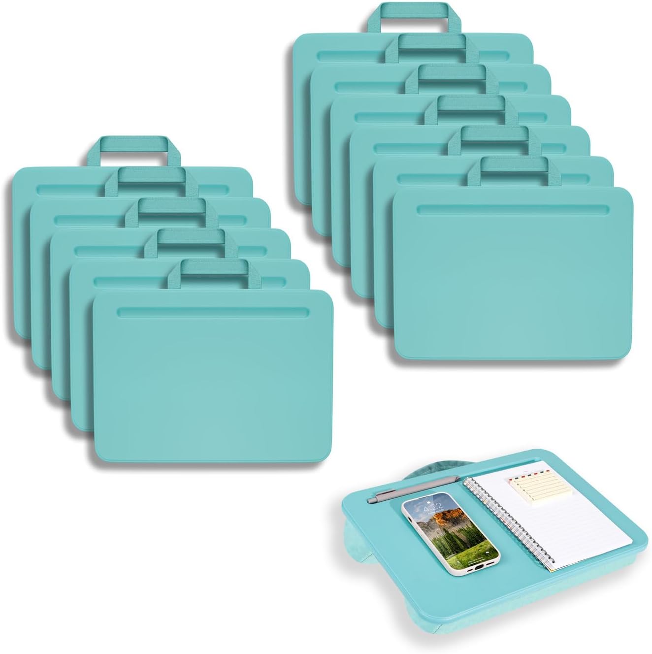 LAPGEAR Compact Lap Desk – Fits Up to 14″ Laptops – Pack of 12 – Aqua Sky – Style No. 43009