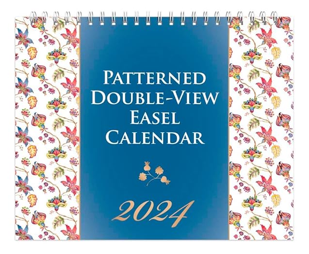 Patterned 2024 7.5 x 6 Inch Monthly DoubleView Easel Desk Calendar