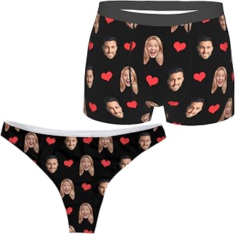 EAQ Custom Underwear Personalized Boxers for Men with Face Funny Shorts Underpants Valentines Day Gifts for Boyfriend