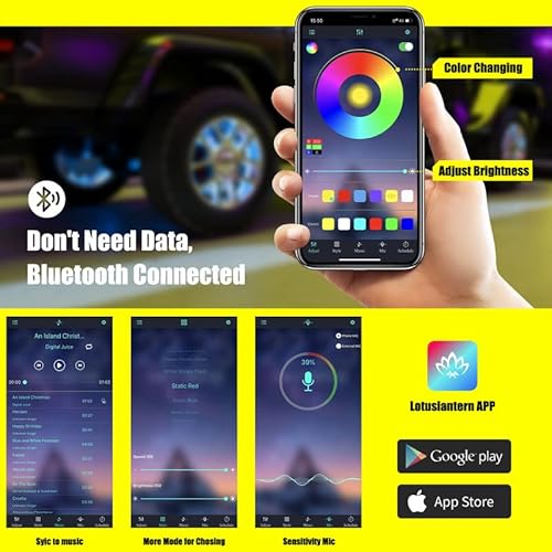 Sunpie Wheel Lights For Truck Wheel Well Lights For Truck Rgb Ring Kit Sync To Music Color Changing With Remote Switch Extension Wires For Car Truck With 18 Or 19Inch Tire #TOP7