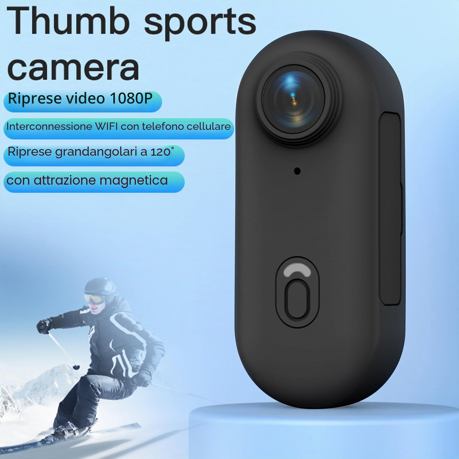 Mini Action Cam 1080P con scheda TF da 32 GB inclusa, batteria da 800 mAh