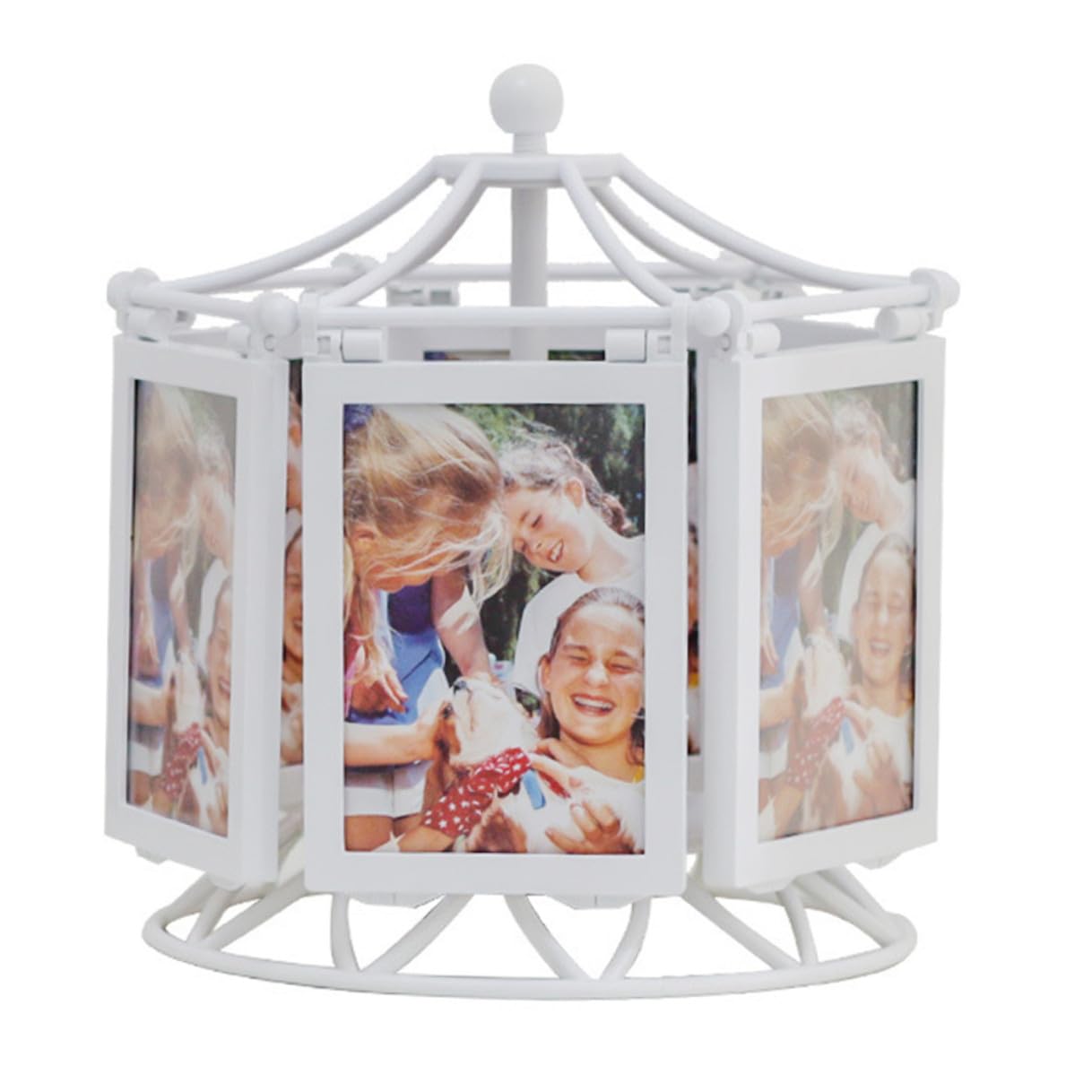 Cornice Design Elegante Porta Foto in ABS Rotazione a 360 Gradi Bianca Espositore per Foto e Piante Decorazione per Casa e Natale per Famiglia e Amici
