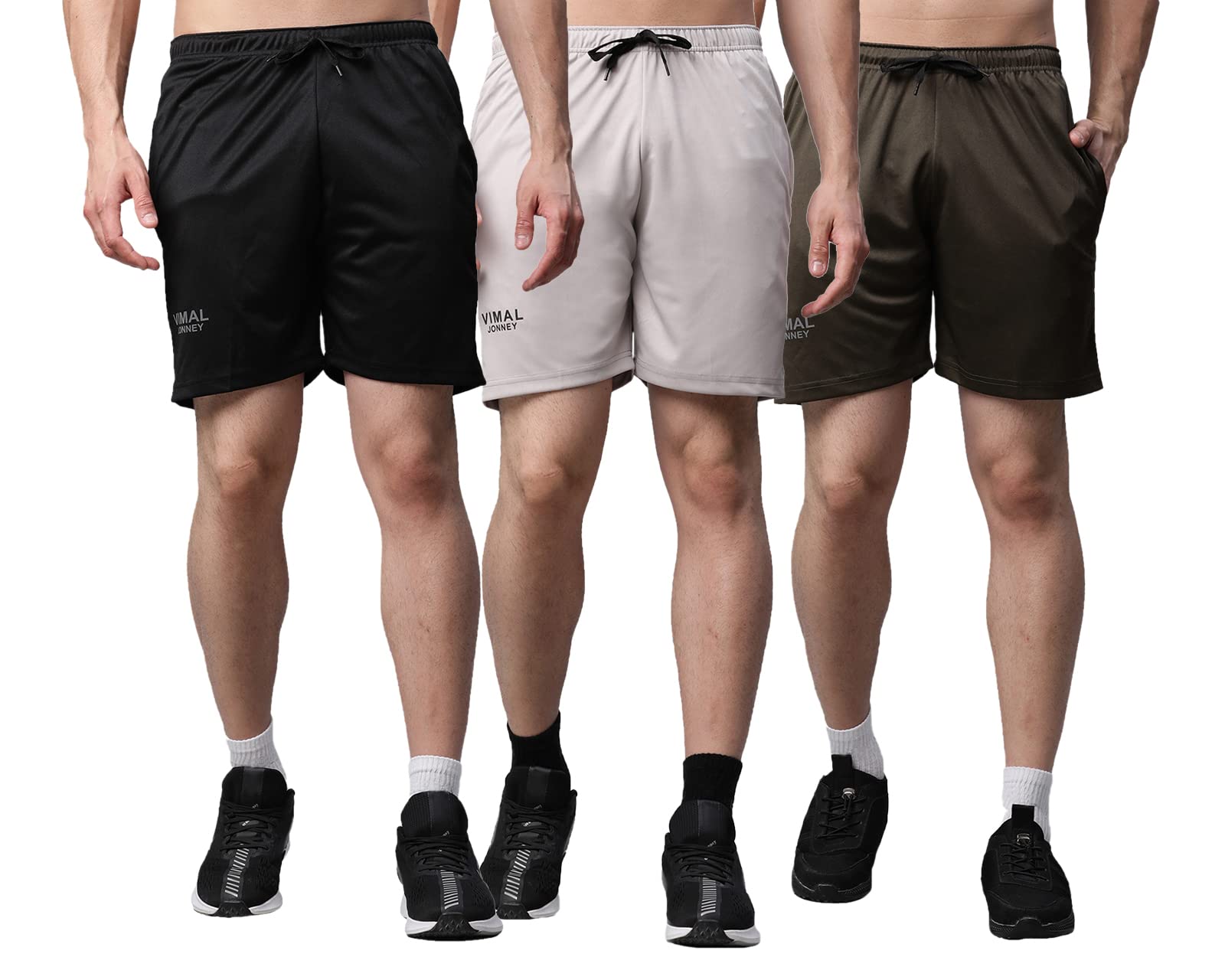 Mack Jonney Dryfit Solid Lycra Shorts for Men (Pack of 3)-Dryfit_D11_BLK_Gry_L.Gry_03-P-picture-26