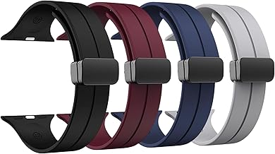 DARKFIT Magnetic Clasp Silicone Bands/Straps Compatible with Watch 49mm 46mm 45mm 44mm 42mm, Adjustable Magnetic Strap for iWatch Ultra & Ultra 2 Series SE 10 9 8 7 6 5 4 3 2 1 (Only Strap)