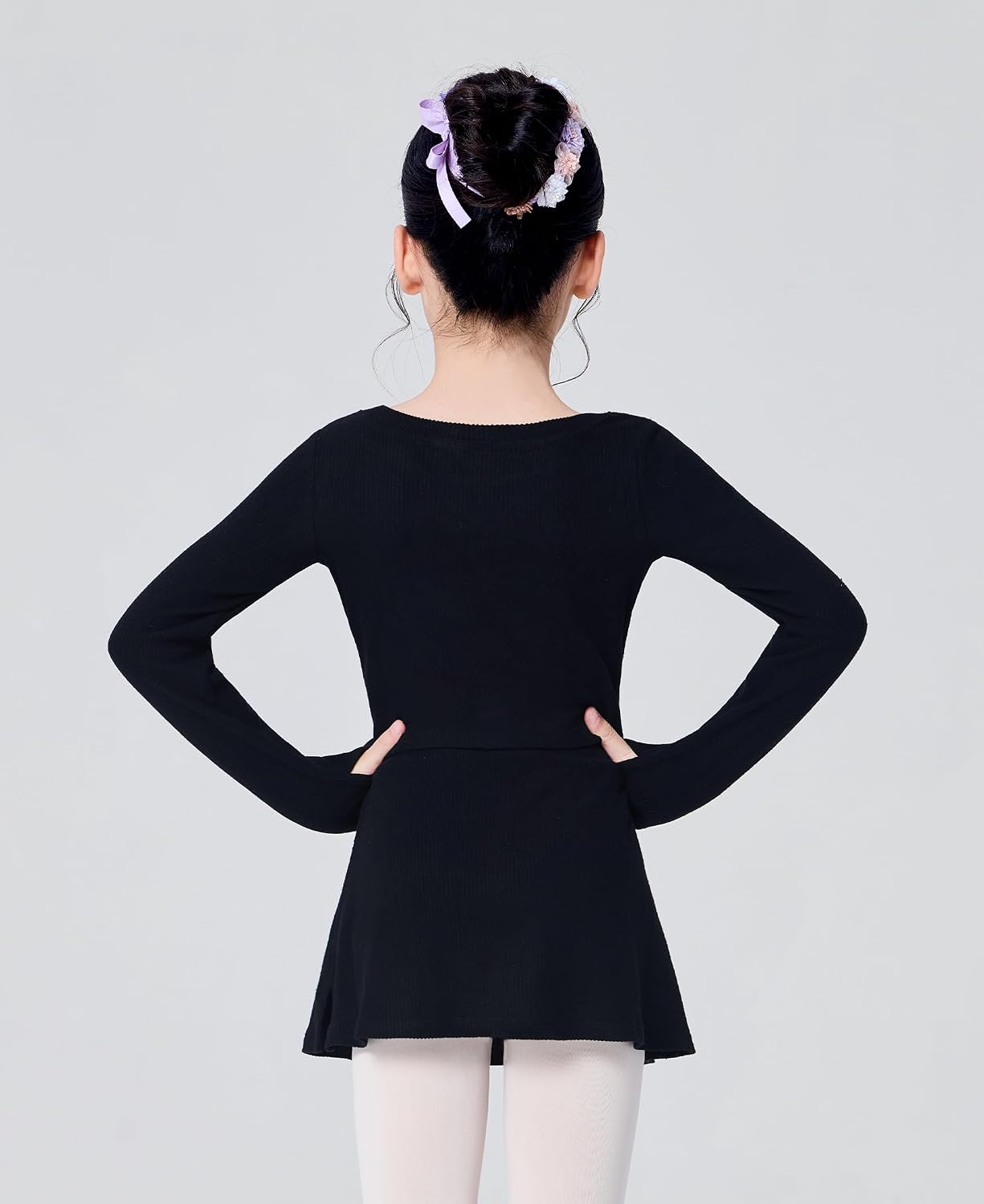Girls Ballet Sweater, Ribbed Long Sleeve Girls Dance Sweater with Thumb Hole Design (Skirt NOT Inclueded)