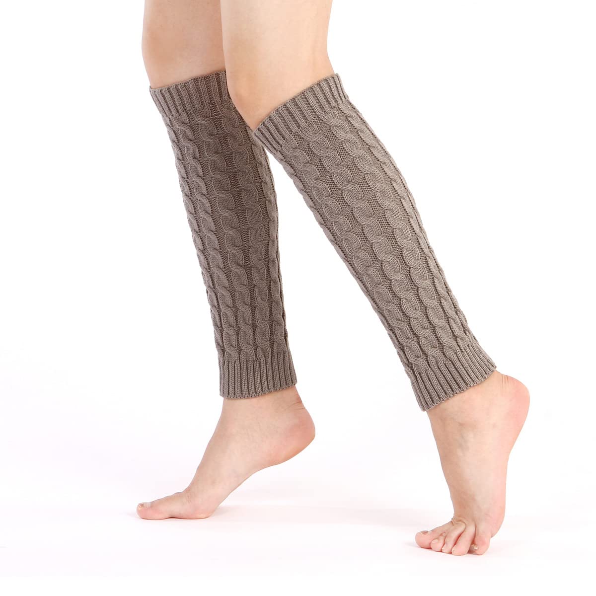 Knit Winter Warm Leg Warmers Long Socks Boot Cuffs Topper Legging Pads Knee Brace Pads Knee Warmers Sleeve for Women Lady Girls Best Xmas Gift (Light Grey)-image-35