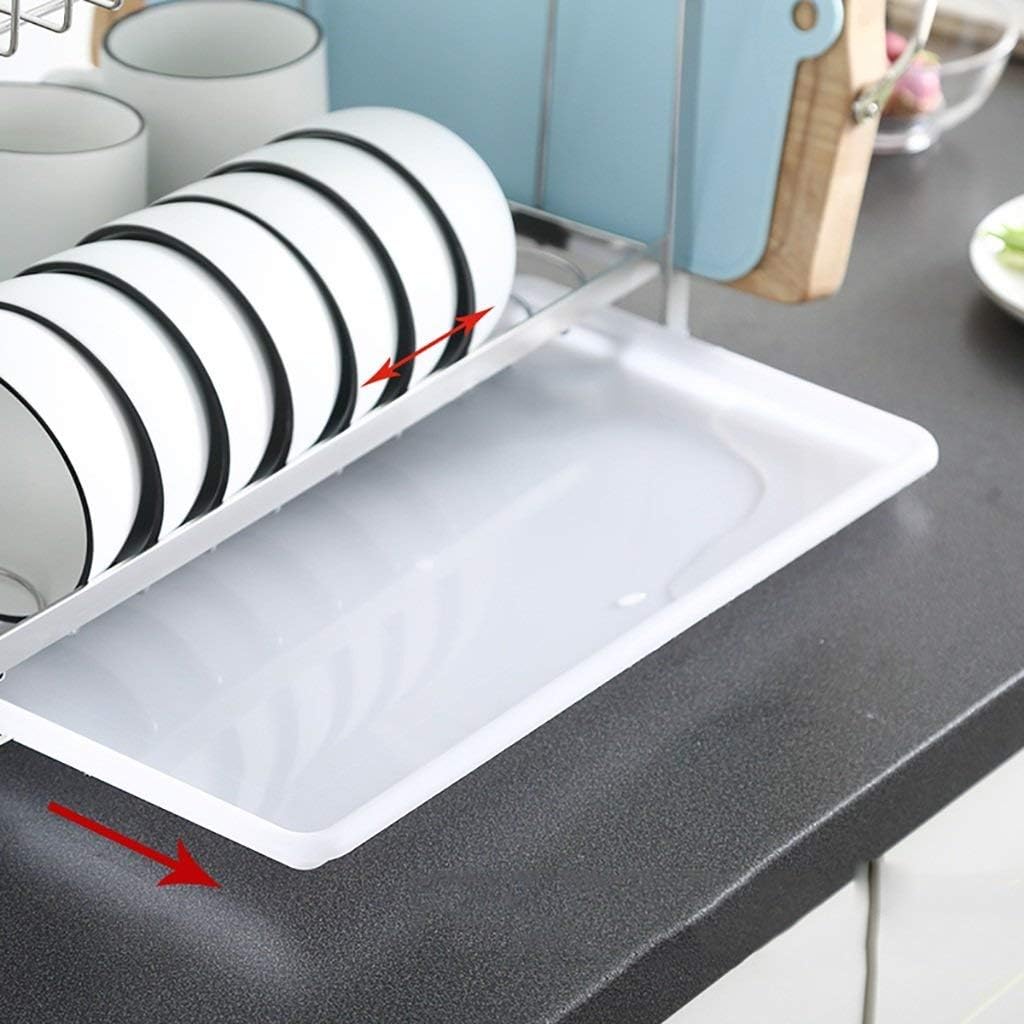Kitchen Storage Shelf 304 Stainless Steel Double Layer Kitchen Cutlery Rack Drying Tableware Drain Storage Rack Dish Rack Tool Holder Kitchen Shelves