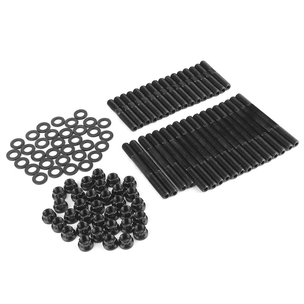 Kit di prigionieri per testata in acciaio al cromo-molibdeno per motori serie SBC. Elementi di fissaggio per testata in acciaio al cromo-molibdeno 8740 ad alta resistenza.