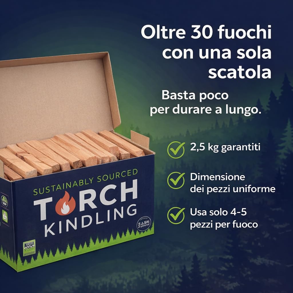Accendifuoco naturale essiccato in forno 2,5 kg bastoncini per stufa a legna barbecue camino