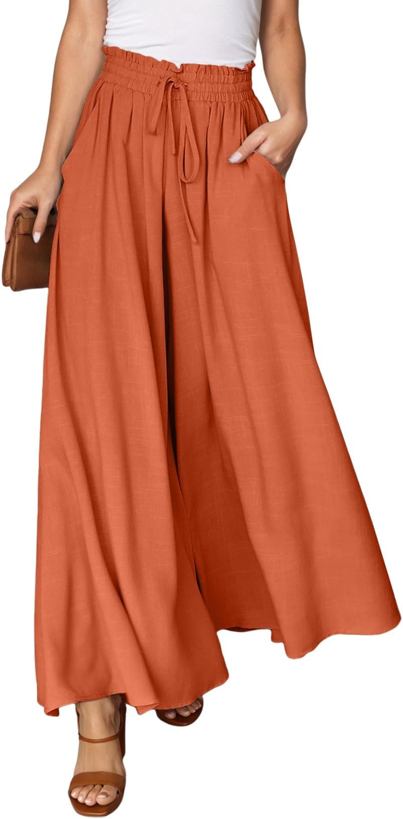 Wide Leg Pants for Women Casual Elastic Waist Drawstring Pants