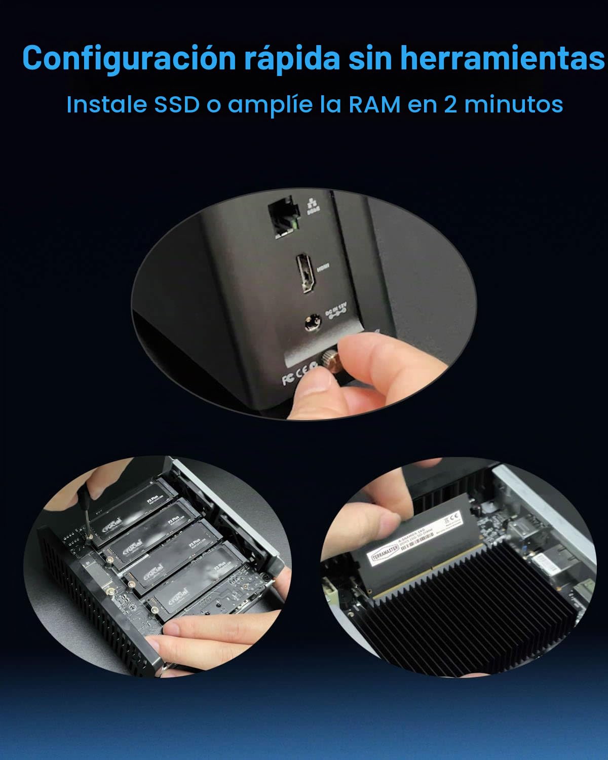 TERRAMASTER F4 SSD NAS - Servidor NAS All-SSD de 4 Bahías con CPU QuadCore N95, 8GB RAM DDR5, Puerto 10GbE, Potente Almacenamiento Conectado en Red Compacto (sin Discos)