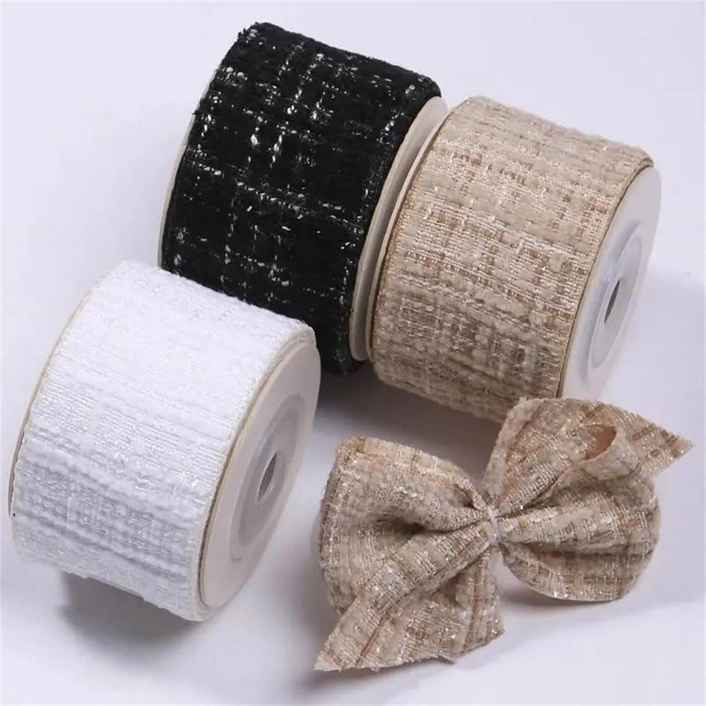 38 mm 1,5 cala lniana wstążka w kratę DIY kokarda akcesoria do włosów zrób dekoracja ręcznie robione rękodzieło 10 jardów biała 38 mm