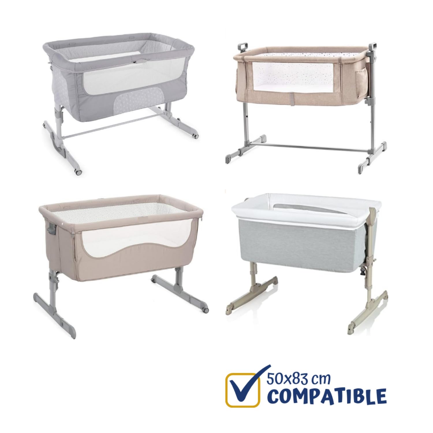 FlyIdeas Lenzuola Next2Me Set MAXI 8 pz, 100% Cotone con 2 Lenzuola Sotto, 2 Traverse Salva Pipi, 2 Lenzuola Sopra & 2 Federe Cuscino per Culle Fianco Letto Neonato e simili (Cute Bears, 83x50 cm)