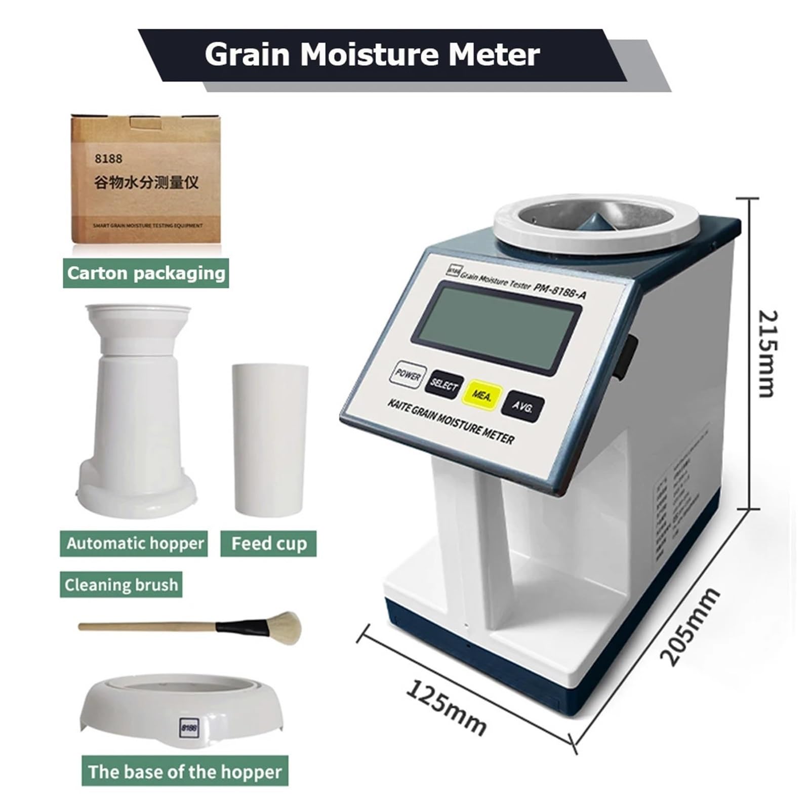Humidimètre, PM-8188-A testeur d'humidité des grains humidimètre de café cacao détecteur teneur en eau maïs blé
