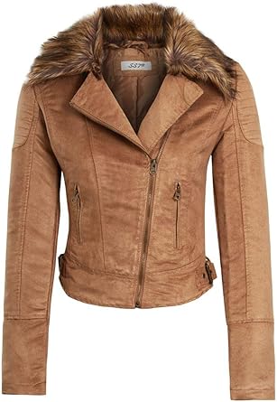 Ss7 Femme Veste De Motard En Daim Amazon Fr Vetements Et Accessoires