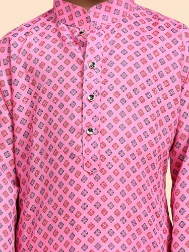 Image of Pro-Ethic Style Developer Boys Silk Floral Kurta Pajama Ethnic Wear Set | Cotton Kurta Pajam