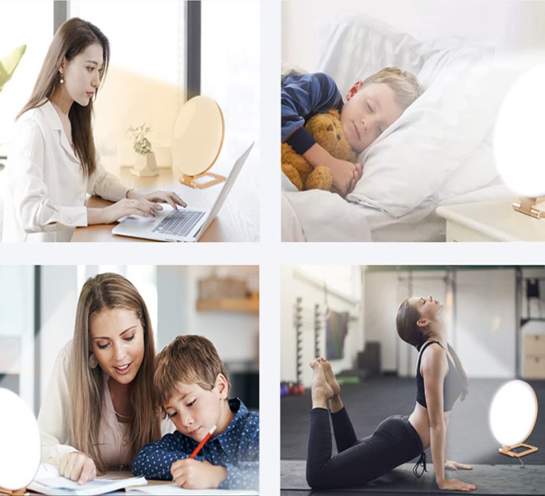 Lampe De Luminothérapie LED, 10000 Lux Lampe De Lumière Du Soleil Naturelle Avec 3 Modes De Couleur 5 Niveaux De Luminosité Réglables, Pour Une Utilisation ​À La Maison/Au Bureau,Métallique,27 * 24cm