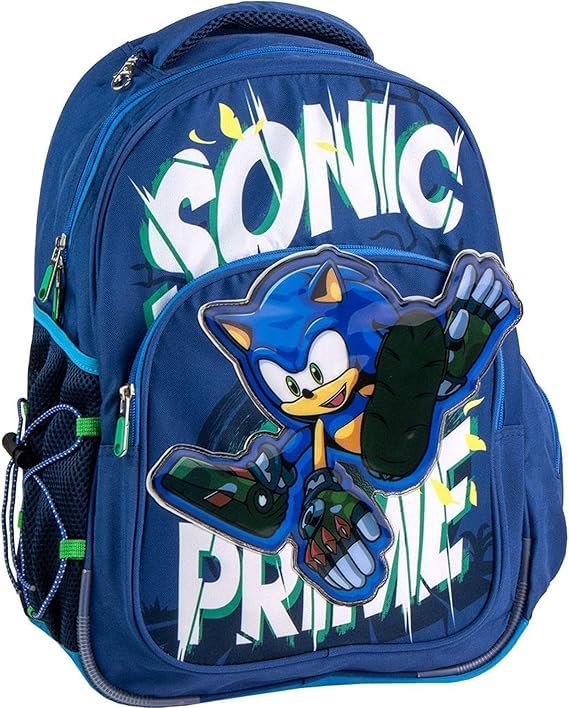 il megastore dei giocattoli e Giochiamo Mochila infantil original con diseño de personaje - Mochila escolar grande 42 cm para escuela primaria, ligera, resistente y con correas ajustables, Sonic