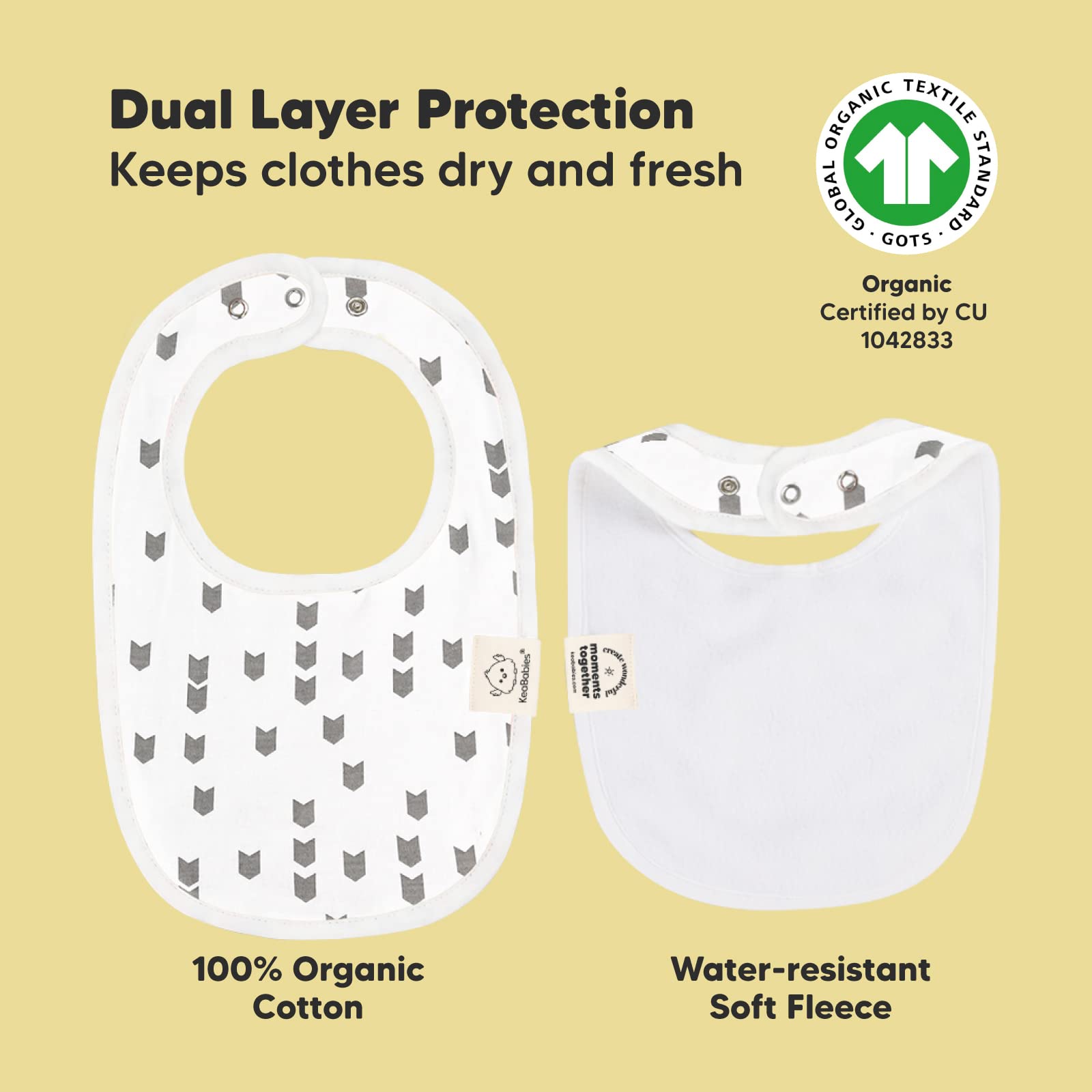 8-Pack Organic Baby Bibs for Girls & Boys - Teething Baby Bibs for Boy, Girl - Newborn Bibs for Baby Girl, Boy (Grayscale)