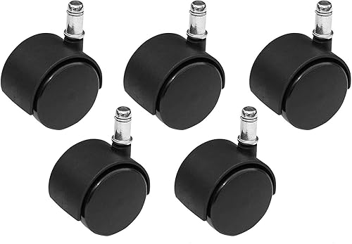 POWERTEC 17100 Ruedas de nailon para silla de ruedas gemelas con vástago de anillo de agarre de 716 x 78 pulgadas, 5 unidades, color negro