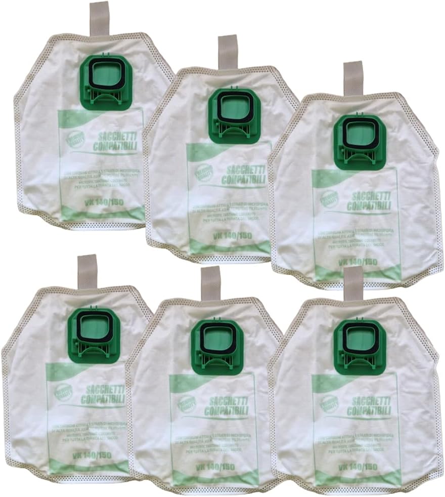 Casag Vacuum Cleaner Bags, Compatible with Vorwerk Kobold VK140 and Vk150, 6 Pieces