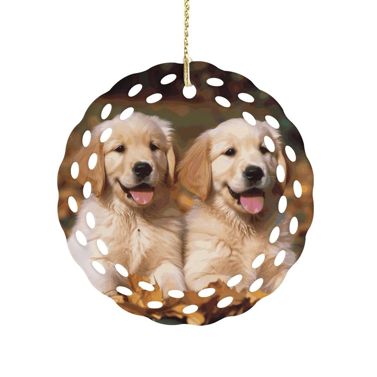 Fekiloot Women's Style Golden Retriever Dogs Puppies Pets Ceramic Ornaments 3 Inch Round,Holiday Keepsake For ,Girls,Pet Owners,Hanging Ornament Gifts Idea For Home