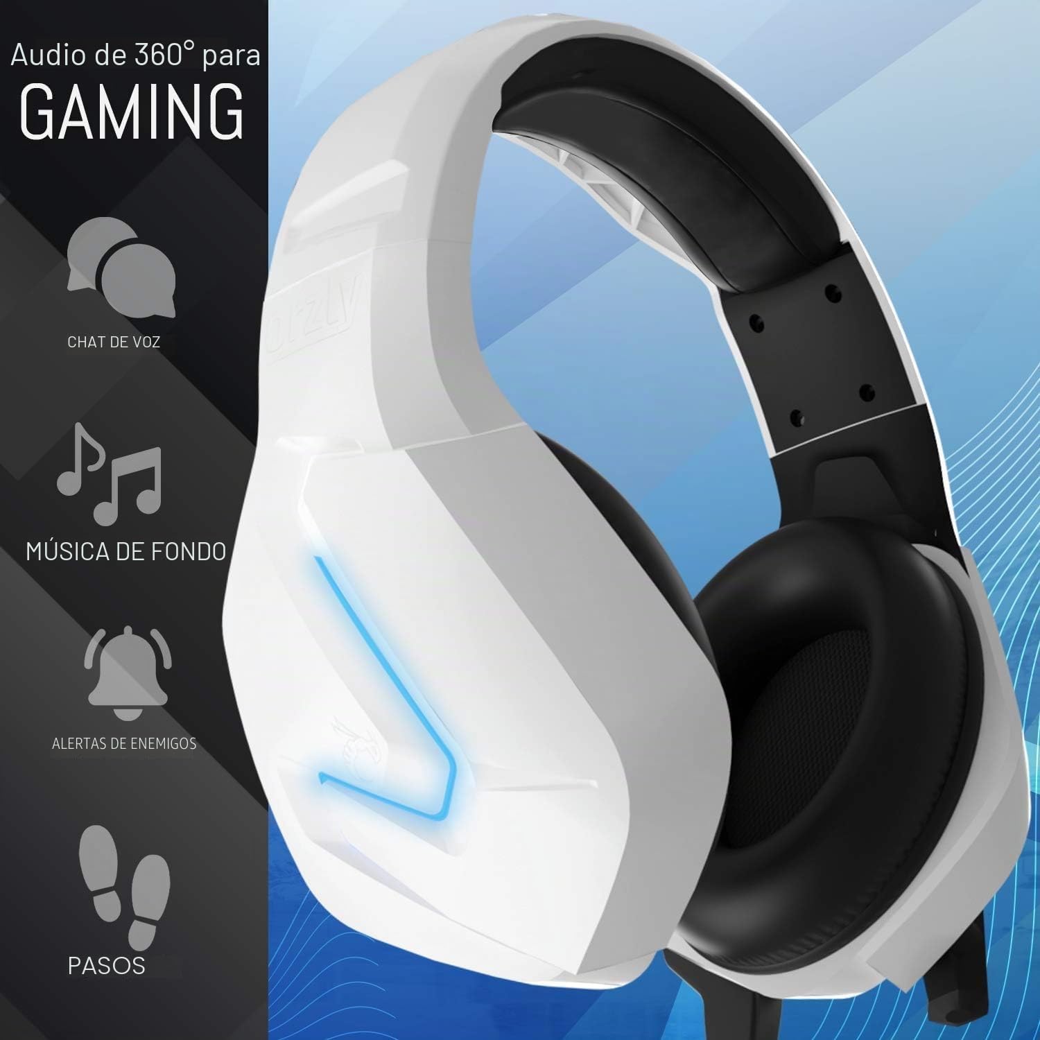 Orzly Auriculares Gaming Compatible con PS5, PS4, PC, Xbox, Nintendo Switch, con microfono, Sonido Premiun RGB Luz LED, cancelación de Ruido - Hornet RXH -20 Siberia Edicion