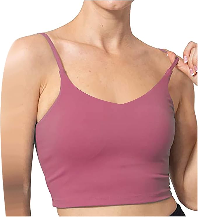Women V Neck Tube Top Bra Seamless Padded Camisole Bandeau Sports Bra
