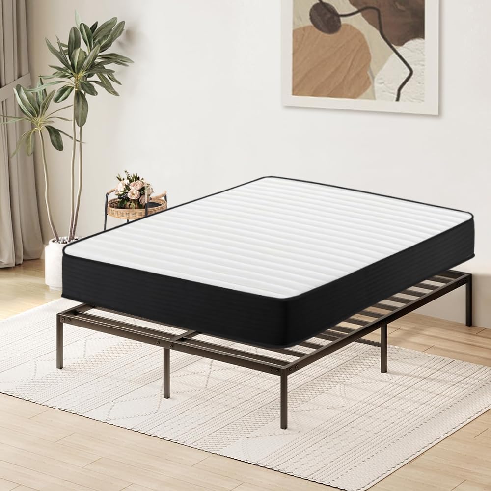 Luxirest Ensemble Matelas et Sommier 140x190,Lit 140x190 avec Sommier et Matelas(Matelas 140x190x22+Cardre de lit)