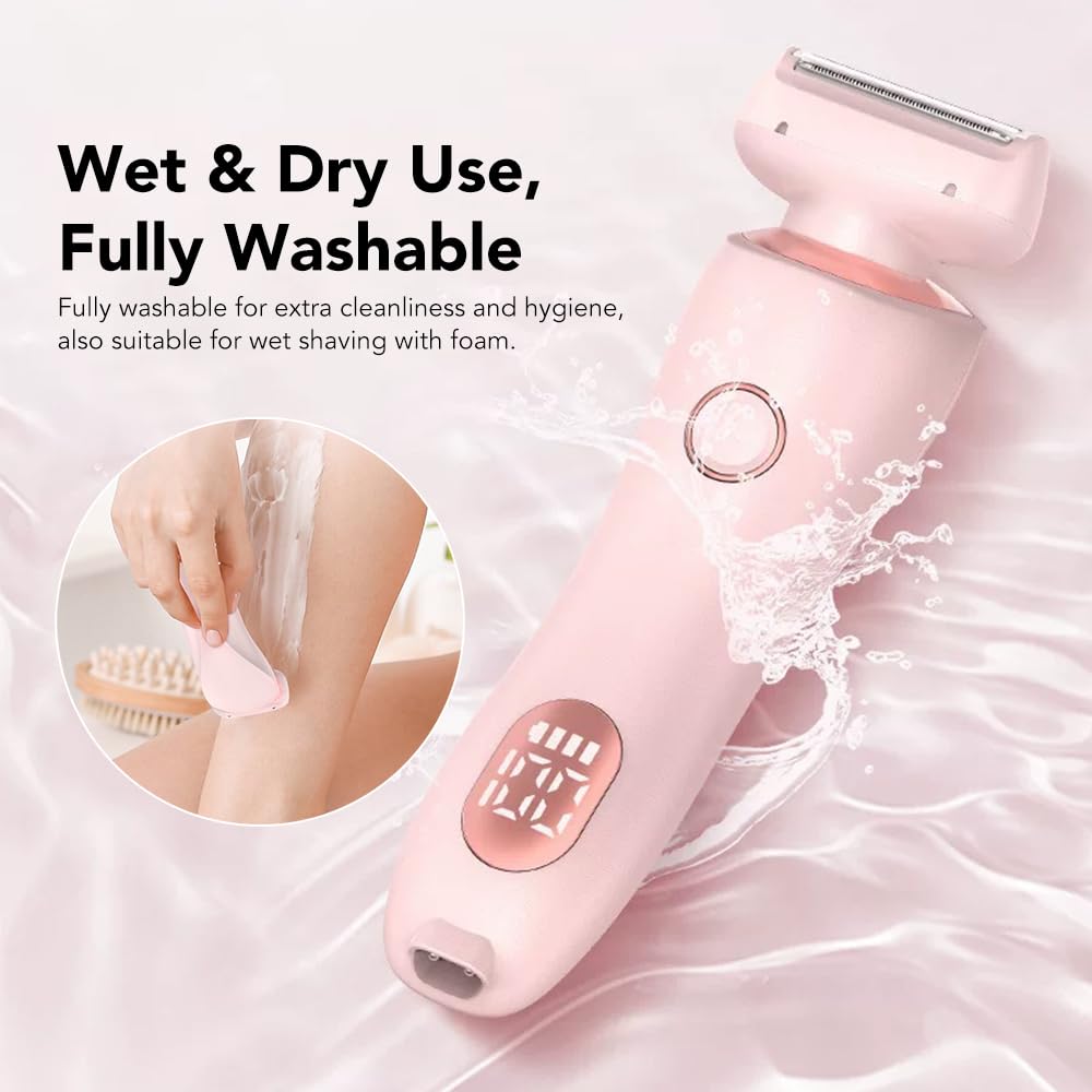 Rasoio Elettrico da Donna 2 in 1 a Doppia Testa,USB Ricaricabile,Impermeabile IPX7,Intima Donna Indolore per Viso, Gambe, Braccia e Zona Bikini