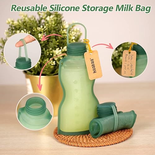 Miniatura 7 de haakaa Bolsa de almacenamiento de leche materna de silicona de 9 onzas, bolsa reutilizable para congelar leche materna para lactancia,