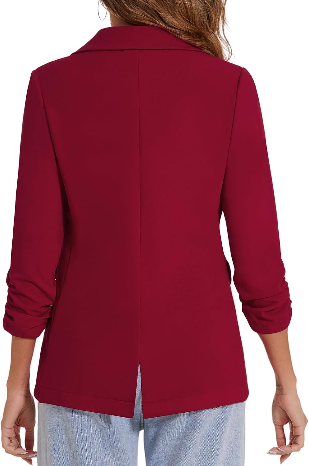 MINTLIMIT Women Blazers Casual Cardigan Lightweight 3/4 Sleeve Button Front Knit Blazer Jacket Open Front (Red, Size M)
